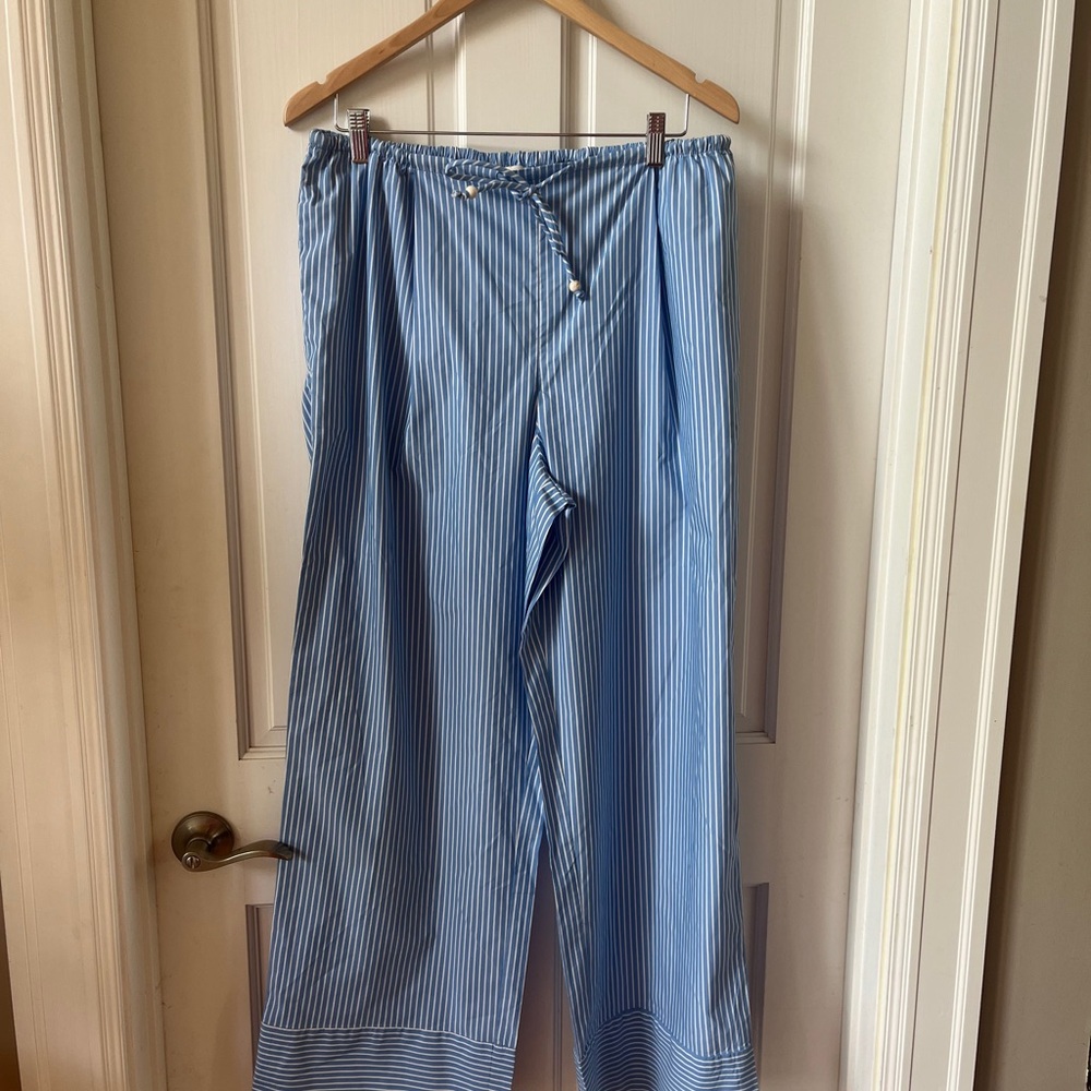 H&M Blue Striped Wide-Leg Pants Size Large - Picture 3 of 6